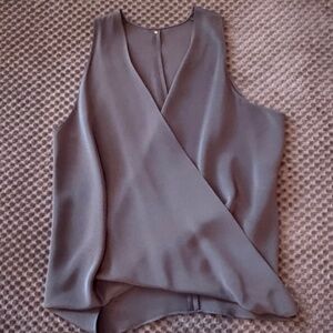 Peter Cohen Draped Silk Sleeveless Top | Black Surplice Blouse | Size M